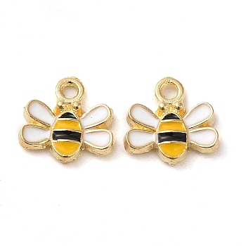 Alloy Enamel Charms, Bees Charm, Golden, 10x10.5x2mm, Hole: 1.4mm