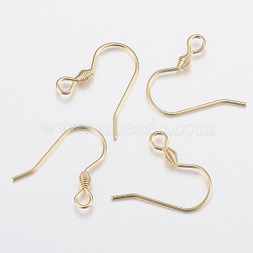 304 Stainless Steel Earring Hooks, Ear Wire, Golden, 17x18x2.4mm, Hole: 1.8mm, Pin: 0.7mm(STAS-H436-04)
