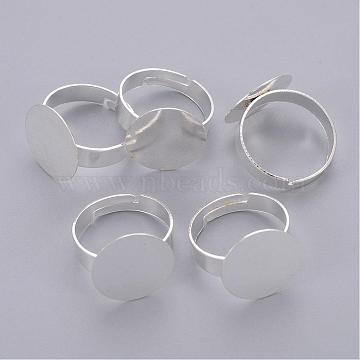 Adjustable Iron Silver Color Plated Pad Ring Base Findings, Inner Diameter: 18mm(X-IFIN-C046-S)