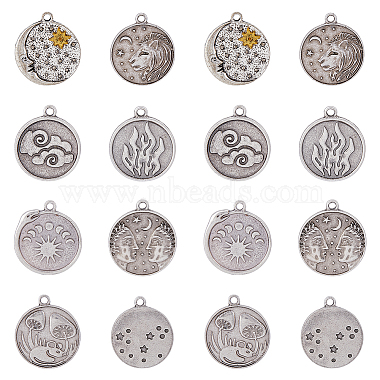 Thailand Sterling Silver Plated Flat Round Alloy Pendants