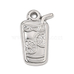 304 Stainless Steel Pendants, Lemon Drink Charms, Stainless Steel Color, 22.5x12.5x2mm, Hole: 2mm(SA-CBA0563-14P)