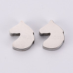 Non-Tarnish 304 Stainless Steel Beads, Laser Cut, Unicorn, Stainless Steel Color, 13x10.5x3mm, Hole: 1.5mm(STAS-T052-34P)