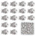 Tibetan Style Alloy Beads, Cadmium Free & Lead Free, Fish, Antique Silver, 14x11x4mm, 100pcs/box(TIBEB-SC0001-18)