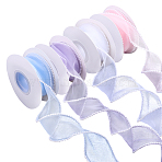 4Rolls 5 Yards ABS Pearl Edged Mesh Ribbon for Bowknot Making, Gift Wrapping, Mixed Color, 1-5/8 inch(40mm), 1roll/color(OCOR-ME0001-67)