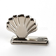 Alloy Place Card Holders, for Memo Note Name Sign Wedding Party Birthday, Shell Shape, Platinum, 29x37x9mm(ODIS-WH0020-31)