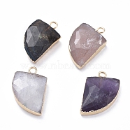 Natural Gemstone Pendants, with Brass Loop, Edge Golden Plated, Knife Shape, 20~20.5x13~14.5x4.5mm, Hole: 2mm(G-E564-06)