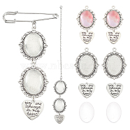 DIY Blank Photo Charm Brooch Making Kits, Including Glass Cabochons, Alloy Pendant Settings & Heart With Word Pendant, Iron Brooch Findings, Mixed Color(DIY-FH0004-69)