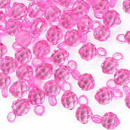 Transparent Acrylic Pendants, Faceted, Round, Hot Pink, 18x11x11mm, Hole: 4mm(MACR-S373-125-B04)