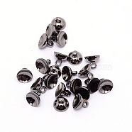 Brass Bead Cap Pendant Bails, for Globe Glass Bubble Cover Pendant Making, Gunmetal, 8x6.5mm, Hole: 2mm, 100pcs/bag(KK-TAC0006-01B)