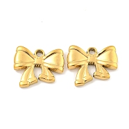 Ion Plating(IP) 304 Stainless Steel Charms, Bowknot Charm, Real 18K Gold Plated, 12x14.5x2mm, Hole: 1.6mm(STAS-A099-11G)