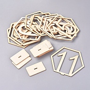Wood Table Numbers Cards, for Wedding, Restaurant, Birthday Party Decorations, Hexagon with Number 11~20, Blanched Almond, 33x109x100mm(AJEW-WH0021-29B)