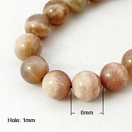 Natural Sunstone Beads Strands, Round, Sandy Brown, 6mm, Hole: 1mm, about 32pcs/strand, 7.8 inch(X-G-G099-6mm-14)