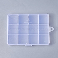 Plastic Bead Storage Containers, 12 Compartments, Rectangle, Clear, 130x100x22mm, Hole: 5mm(CON-R008-03)