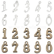 SUNNYCLUE Tibetan Style Alloy Pendant Sets, Including Number 0~9, Mixed Color, 17.5~20x6~17.5x1mm, Hole: 1.5mm, 200pcs/box(PALLOY-SC0001-75)