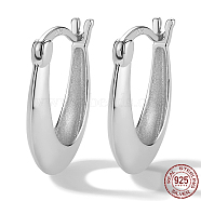 Rhodium Plated 925 Sterling Silver Hoop Earrings, Oval, Platinum, 18x15mm(WZ0712-1)