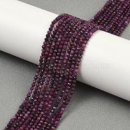 Natural Ruby Beads Strands, Faceted, Round, 2mm, Hole: 0.5mm, about 156pcs/strand, 15.28 inch(38.8cm)(G-C181-B06-01)