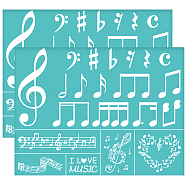 Self-Adhesive Silk Screen Printing Stencil, for Painting on Wood, DIY Decoration T-Shirt Fabric, Turquoise, Musical Note, 280x220mm(DIY-WH0338-324)