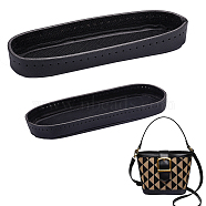 PandaHall Elite 2Pcs 2 Style 3D PU Leather Oval Bottom, for Knitting Bag, Women Bags Handmade DIY Accessories, Black, 23x6x3.1cm & 31.6x16x3.4cm, Hole: 2.5mm, 1pc/style(DIY-PH0008-92)