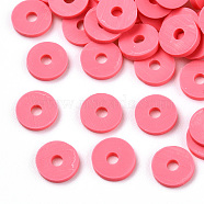 Eco-Friendly Handmade Polymer Clay Beads, Disc/Flat Round, Heishi Beads, Salmon, 6x1mm, Hole: 2mm, about 23500pcs/1000g(CLAY-R067-6.0mm-B25)