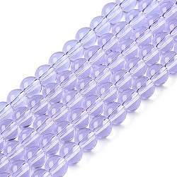 Transparent Glass Beads Strands, Round, Lilac, 4~4.5mm, Hole: 0.8mm, about 97~99pcs/strand, 14.76 inch~14.96 inch(37.5~38cm)(X-GLAA-T032-T4mm-01)