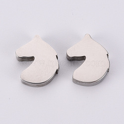 Non-Tarnish 304 Stainless Steel Beads, Laser Cut, Unicorn, Stainless Steel Color, 13x10.5x3mm, Hole: 1.5mm(STAS-T052-34P)