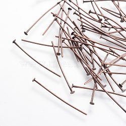 Jewelry Findings, Iron Flat Head Pins, Cadmium Free & Lead Free, Red Copper, 30x0.75~0.8mm, about 240pcs/50g(X-J079W041)