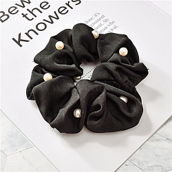 Cloth Elastic Hair Accessories, for Girls or Women, Scrunchie/Scrunchy Hair Ties, Black, 100mm(PW-WG53291-02)