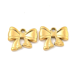 Ion Plating(IP) 304 Stainless Steel Charms, Bowknot Charm, Real 18K Gold Plated, 12x14.5x2mm, Hole: 1.6mm(STAS-A099-11G)