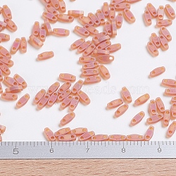 MIYUKI Quarter TILA Beads, Japanese Seed Beads, 2-Hole, (QTL134FR) Matte Transparent Dark Topaz AB, 5x1.2x1.9mm, Hole: 0.8mm, about 24000pcs/500g(SEED-MY05-QTL134FR)