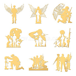 Nickel Decoration Stickers, Metal Resin Filler, Epoxy Resin & UV Resin Craft Filling Material, Golden, Soldier, Human, 40x40mm, 9 style, 1pc/style, 9pcs/set(DIY-WH0450-102)