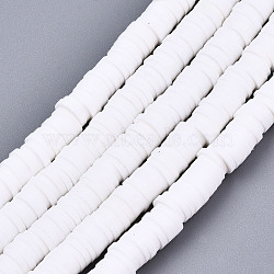 Handmade Polymer Clay Beads Strands, for DIY Jewelry Crafts Supplies, Heishi Beads, Disc/Flat Round, White, 6x0.5~1mm, Hole: 1.8mm, about 290~320pcs/strand, 15.75 inch~16.14 inch(40~41cm)(CLAY-R089-6mm-077)