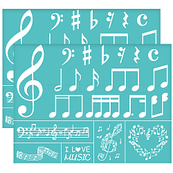 Self-Adhesive Silk Screen Printing Stencil, for Painting on Wood, DIY Decoration T-Shirt Fabric, Turquoise, Musical Note, 280x220mm(DIY-WH0338-324)