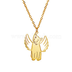 Stainless Steel Cat Pendant Necklace, Golden, 17.72 inch(45cm)(RO2680-4)