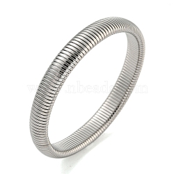 Non-Tarnish 304 Stainless Steel Spring Bangles for Women Men, Stainless Steel Color, Inner Diameter: 2-1/2 inch(6.2cm), 8mm(BJEW-U003-02B-P)