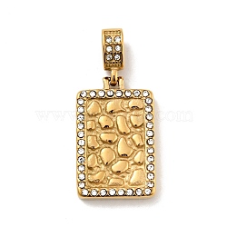 Ion Plating(IP) 304 Stainless Steel Pendants, with Rhinestone, Rectangle, Golden, 35x21x5mm, Hole: 5x8mm(STAS-C053-28G)