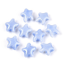 Handmade Porcelain Beads, Starfish, Bright Glazed Porcelain, Cornflower Blue, 11.5~12x10.5x6mm, Hole: 1.8~2mm(PORC-Q002-03A-01)