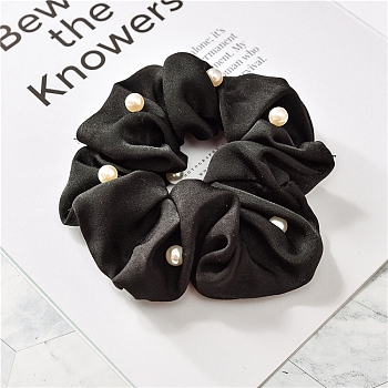 Cloth Elastic Hair Accessories, for Girls or Women, Scrunchie/Scrunchy Hair Ties, Black, 100mm