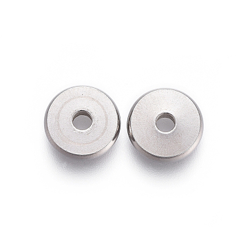 201 Stainless Steel European Beads, Donut/Pi Disc, Stainless Steel Color, 8x2mm, Hole: 1.6mm