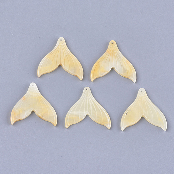 Cellulose Acetate(Resin) Pendants, Whale Tail Shape, PapayaWhip, 26~26.5x26.5x2.5mm, Hole: 1mm