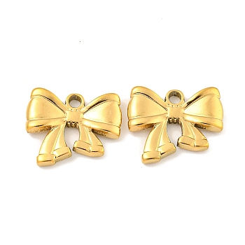 Ion Plating(IP) 304 Stainless Steel Charms, Bowknot Charm, Real 18K Gold Plated, 12x14.5x2mm, Hole: 1.6mm