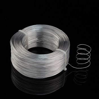 Round Aluminum Wire, Flexible Craft Wire, for Beading Jewelry Doll Craft Making, Silver, 20 Gauge, 0.8mm, 300m/500g(984.2 Feet/500g)