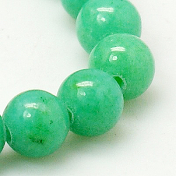 Natural Mashan Jade Round Beads Strands, Dyed, Medium Sea Green, 6mm, Hole: 1mm, about 69pcs/strand, 15.7 inch