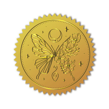 Self Adhesive Gold Foil Embossed Stickers, Medal Decoration Sticker, Butterfly, 5x5cm