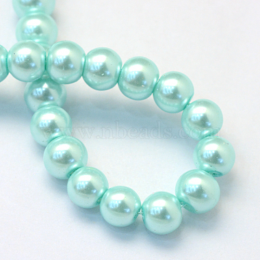 Baking Painted Pearlized Glass Pearl Round Bead Strands(X-HY-Q330-8mm-45)-4