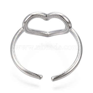 304 Stainless Steel Hollow Heart Cuff Rings(RJEW-N038-122P)-4