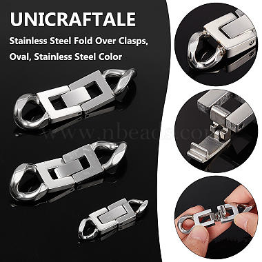 3Pcs 3 Styles 304 Stainless Steel Fold Over Clasps(STAS-UN0053-38)-5