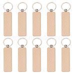 Wooden Keychains, with Split Key Ring, Platinum, Rectangle, 118mm(KEYC-TAC0010-002A)