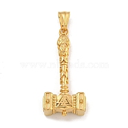 Ion Plating(IP) 304 Stainless Steel Pendants, Hammer with Valknut Char, Golden, 49x21.5x10mm, Hole: 9x5mm(STAS-D110-10G)