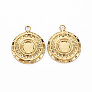 Ion Plating(IP) 304 Stainless Steel Pendant Enamel Settings, Cadmium Free & Nickel Free & Lead Free, Flat Round, Real 14K Gold Plated, Tray: 4.7mm, 18.5x15.5x1.5mm, Hole: 1.6mm(STAS-N097-108LG-NR)