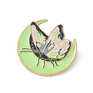 Moth Enamel Pin, Light Gold Alloy Brooch for Backpack Clothes, Moon Pattern, 30x30x1.5mm, Pin: 0.6mm(JEWB-P015-J06)